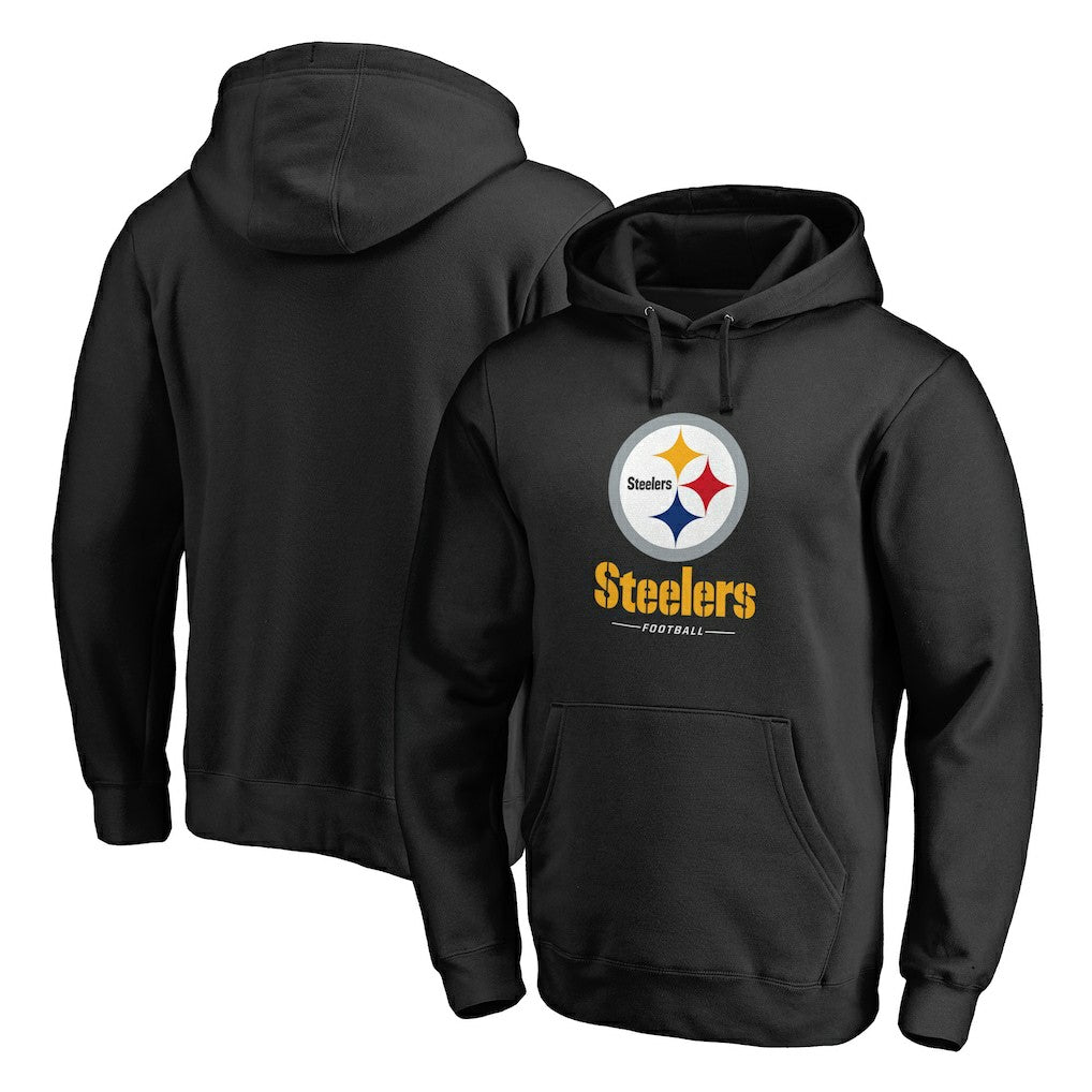 Pittsburgh Steelers  Logo Team Lockup Fitted Pullover Hoodie
