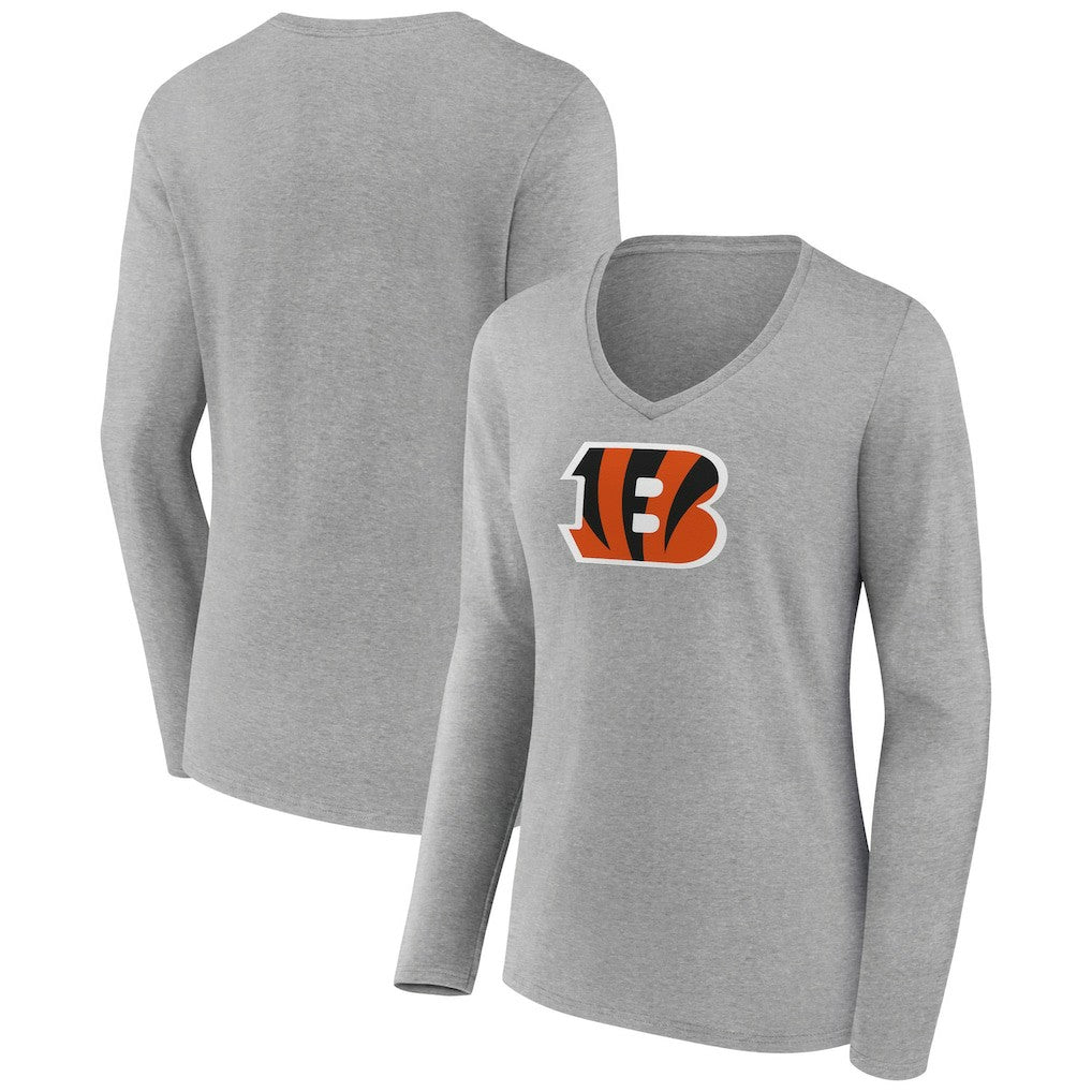 Cincinnati Bengals  Women's Primary Team Logo Long Sleeve V-Neck T-Shirt