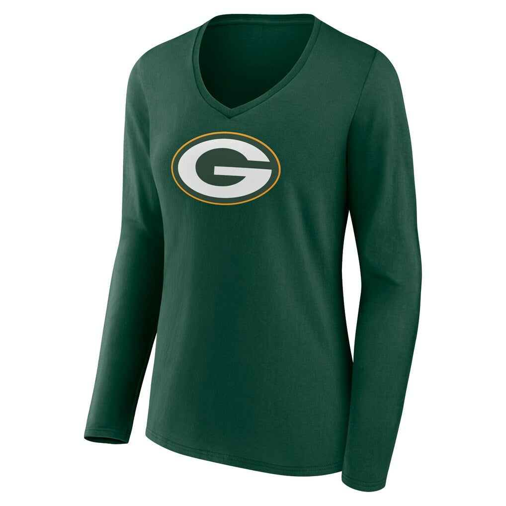 Green Bay Packers  Women's Primary Team Logo Long Sleeve V-Neck T-Shirt