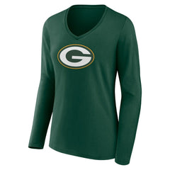 Green Bay Packers  Women's Primary Team Logo Long Sleeve V-Neck T-Shirt