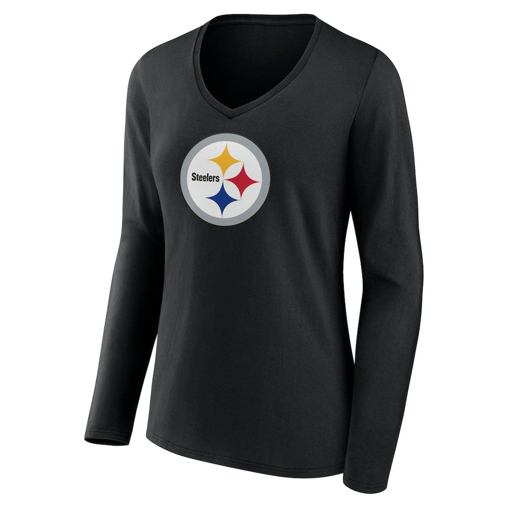 Pittsburgh Steelers  Women's Primary Team Logo Long Sleeve V-Neck T-Shirt