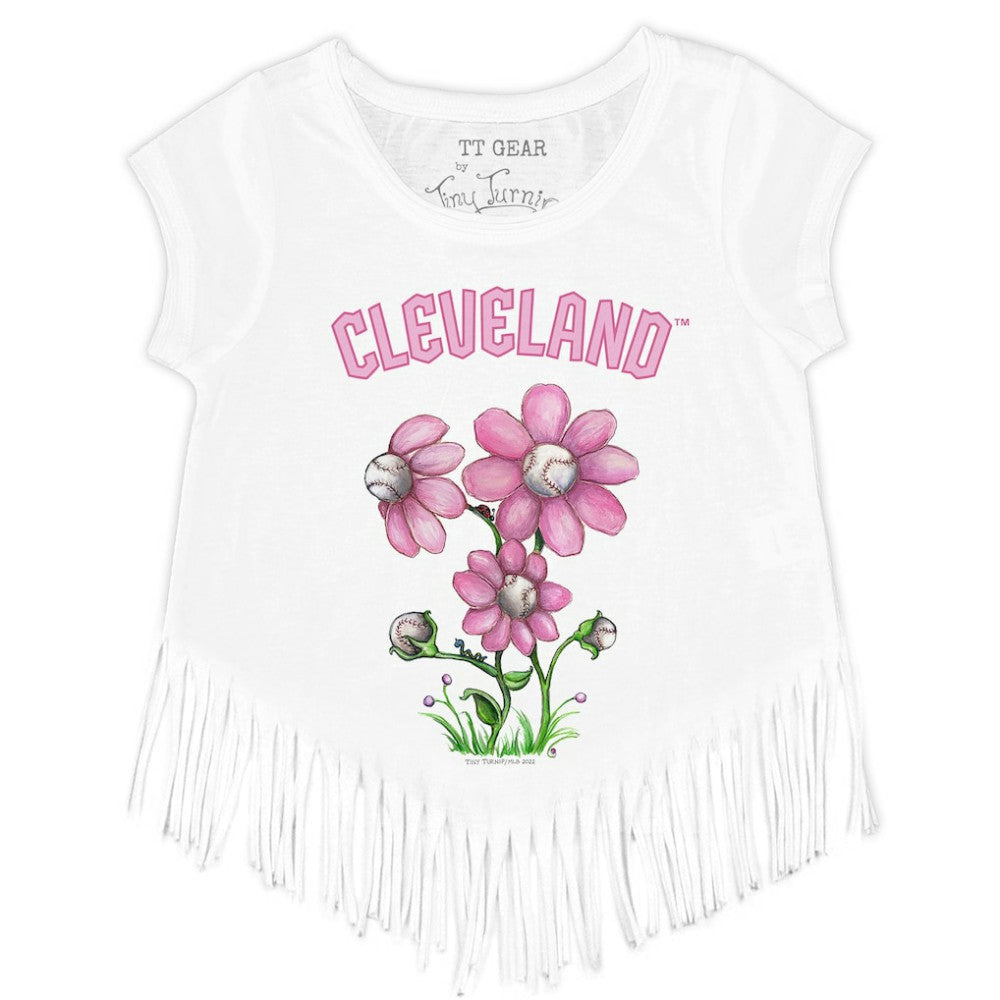 Cleveland Guardians Tiny Turnip Girls Youth Blooming Baseballs Fringe T-Shirt | MLB Shop