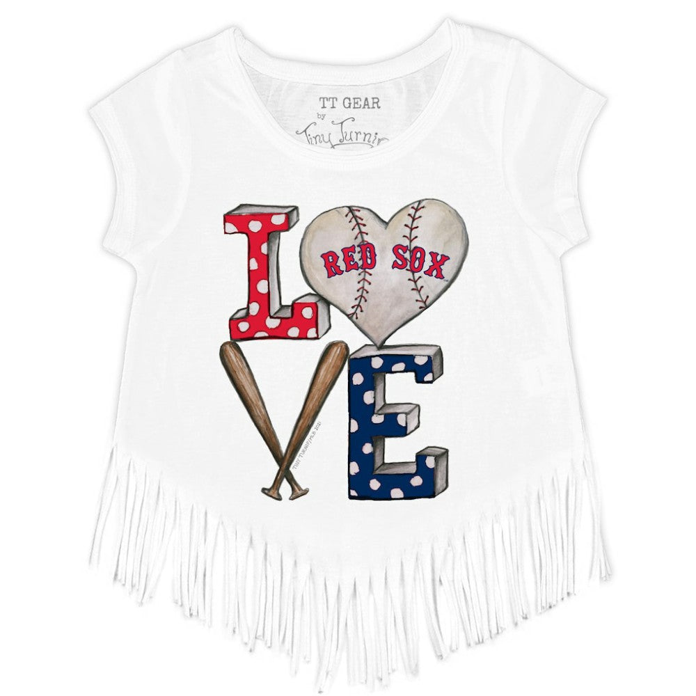 Boston Red Sox Tiny Turnip Girls Youth Baseball Love Fringe T-Shirt | MLB Sale