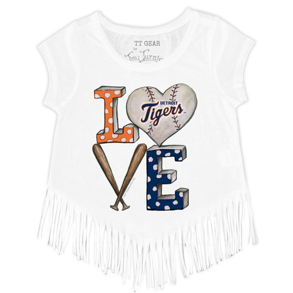 Detroit Tigers Tiny Turnip Girls Youth Baseball Love Fringe T-Shirt | MLB US