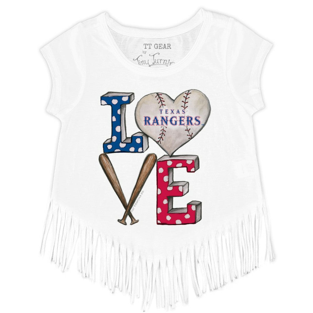 Texas Rangers Tiny Turnip Girls Youth Baseball Love Fringe T-Shirt | MLB Near me