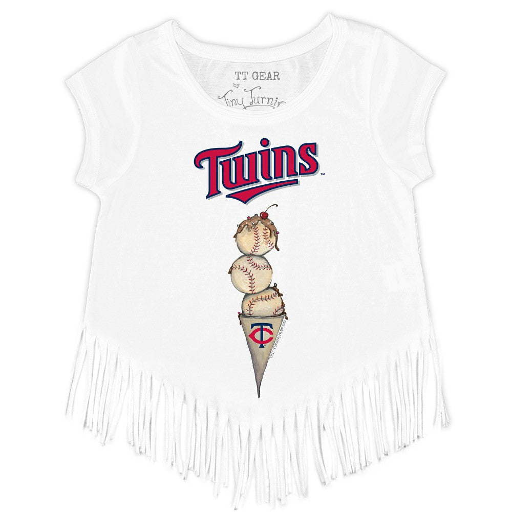 Minnesota Twins Tiny Turnip Girls Youth Triple Scoop Fringe T-Shirt | MLB US
