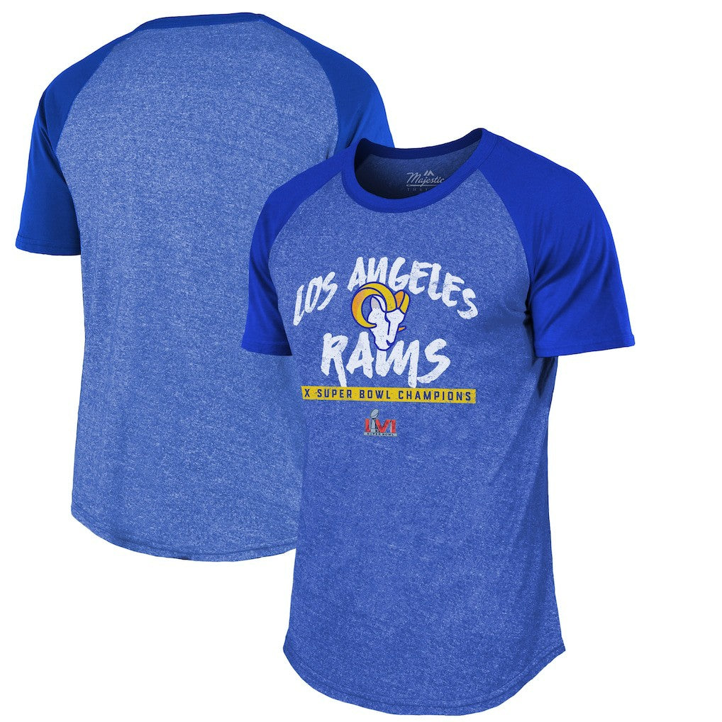Los Angeles Rams Champion Majestic Threads 2-Time Super Bowl s Tri-Blend Raglan T-Shirt