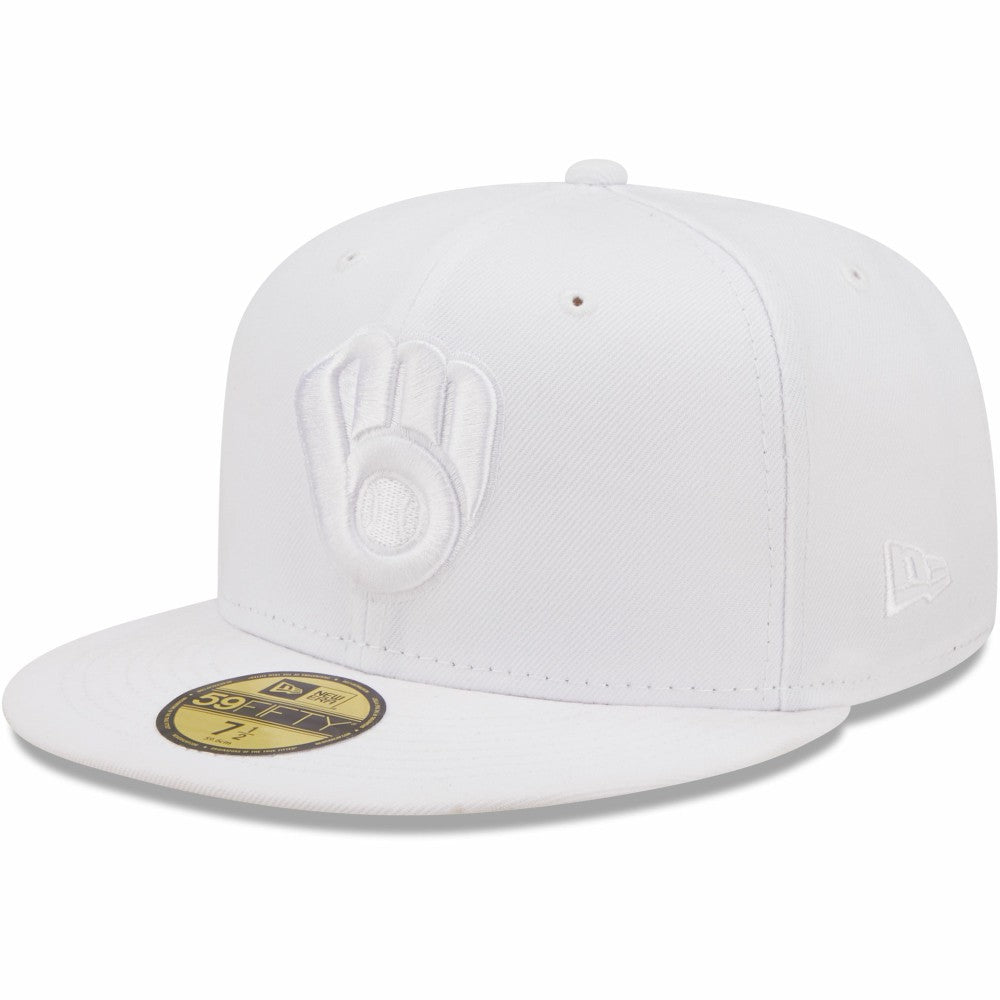 Milwaukee Brewers New Era White on White 59FIFTY Fitted Hat | MLB US