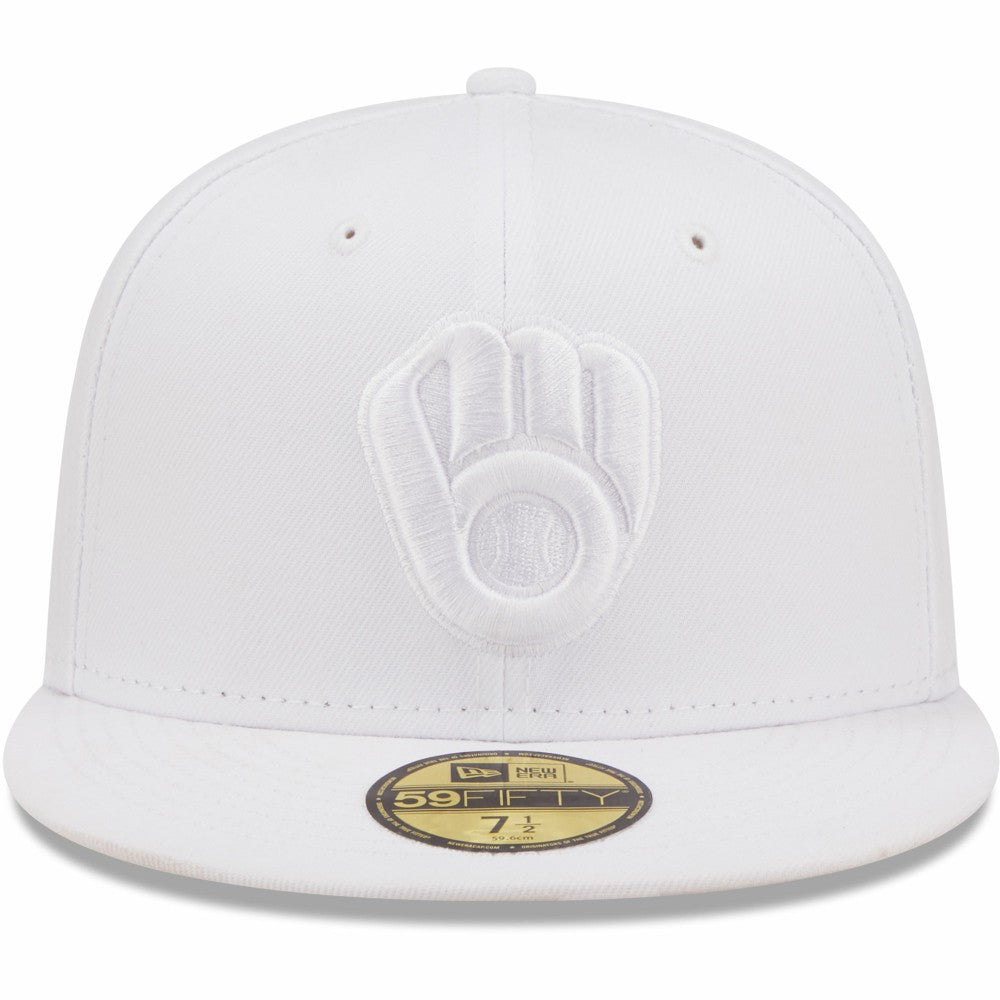 Milwaukee Brewers New Era White on White 59FIFTY Fitted Hat | MLB US