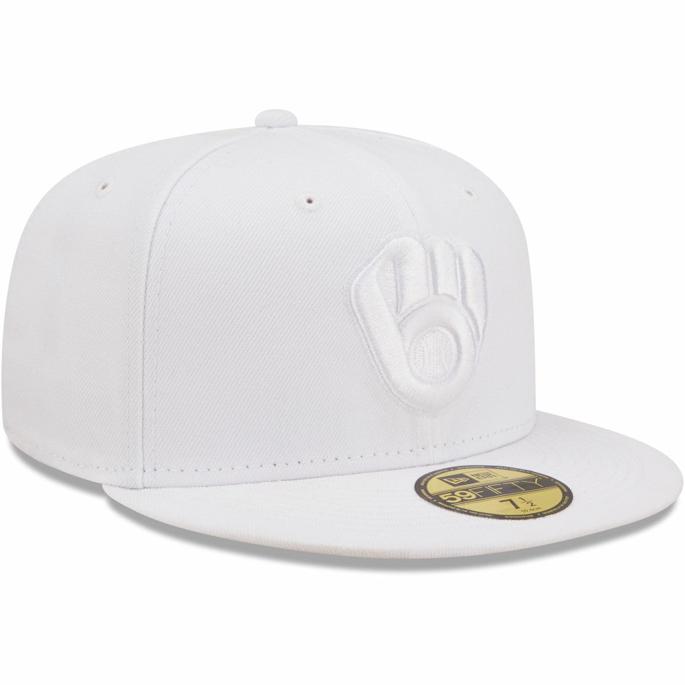 Milwaukee Brewers New Era White on White 59FIFTY Fitted Hat | MLB US