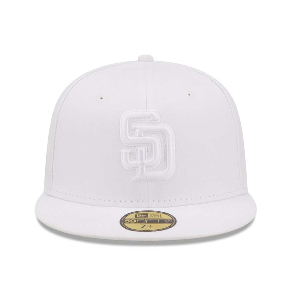 San Diego Padres New Era White on White 59FIFTY Fitted Hat | MLB Outlet
