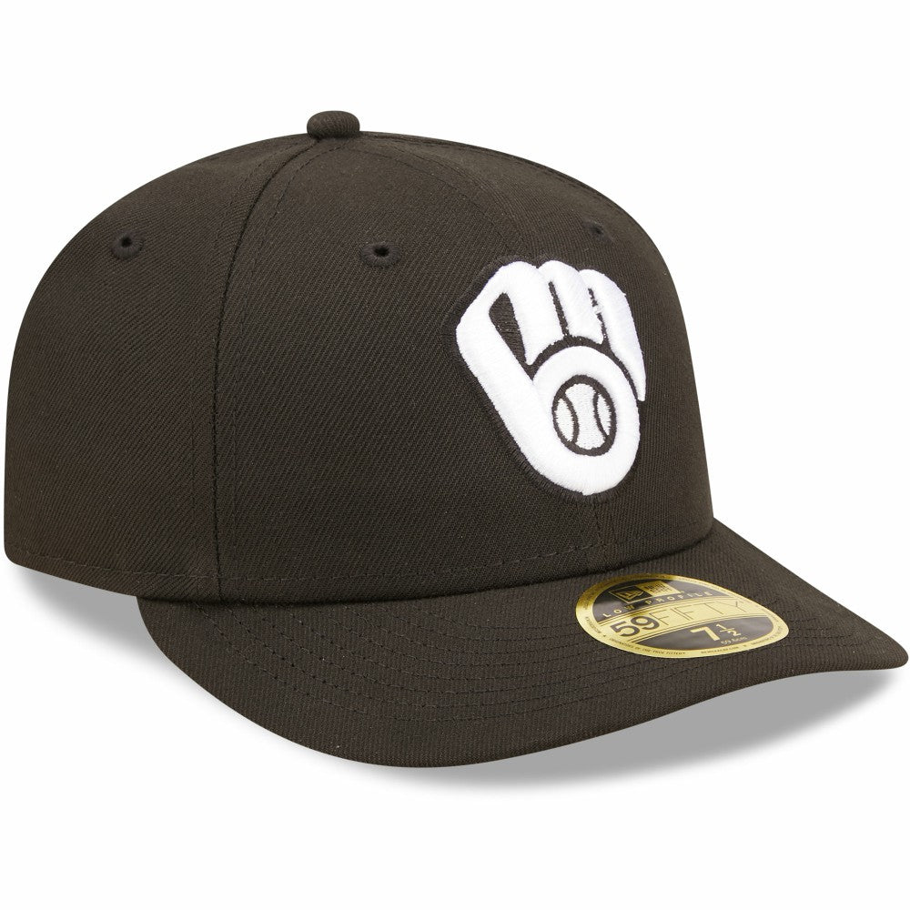 Milwaukee Brewers New Era Black & White Low Profile 59FIFTY Fitted Hat | MLB US