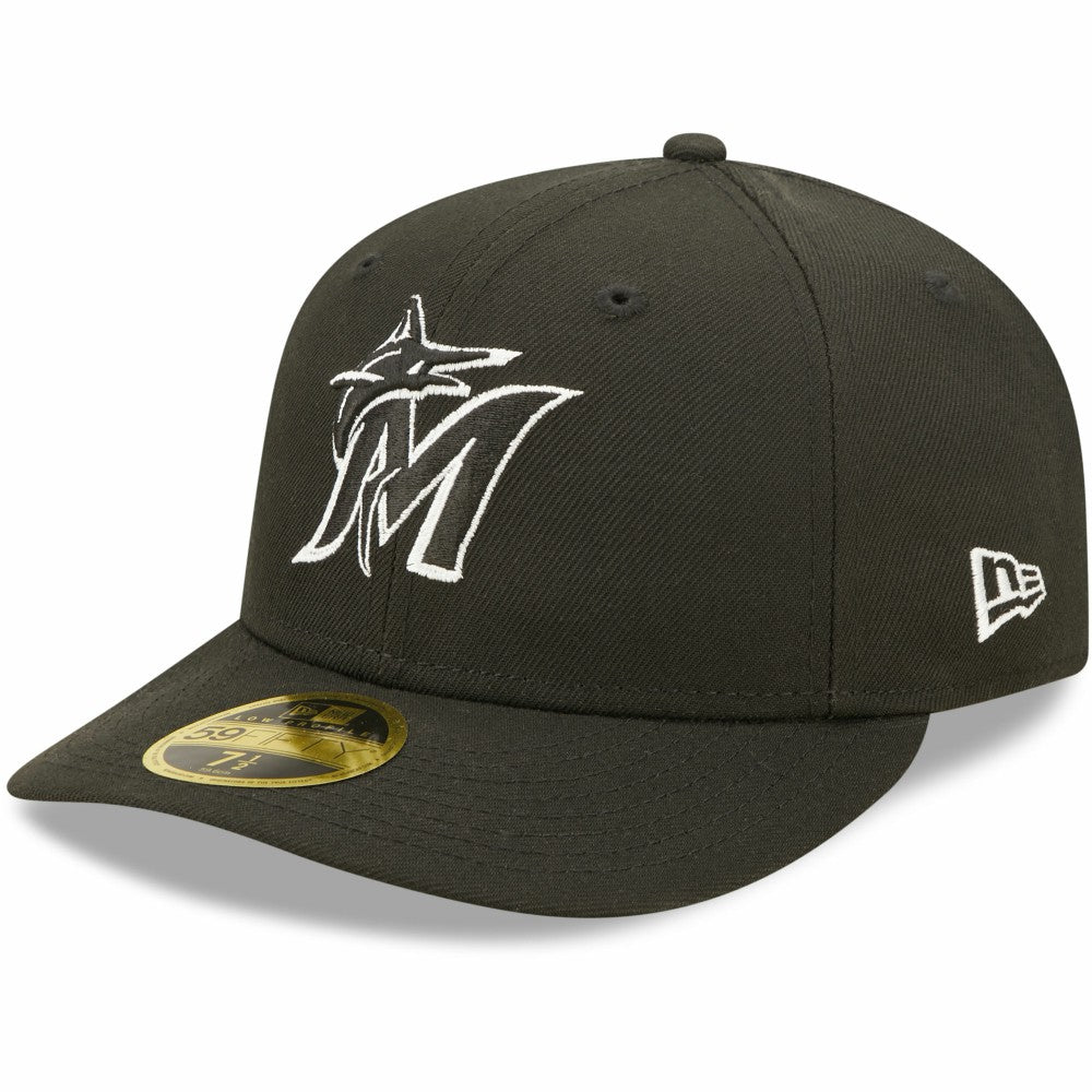 Miami Marlins New Era Black & White Low Profile 59FIFTY Fitted Hat | MLB New