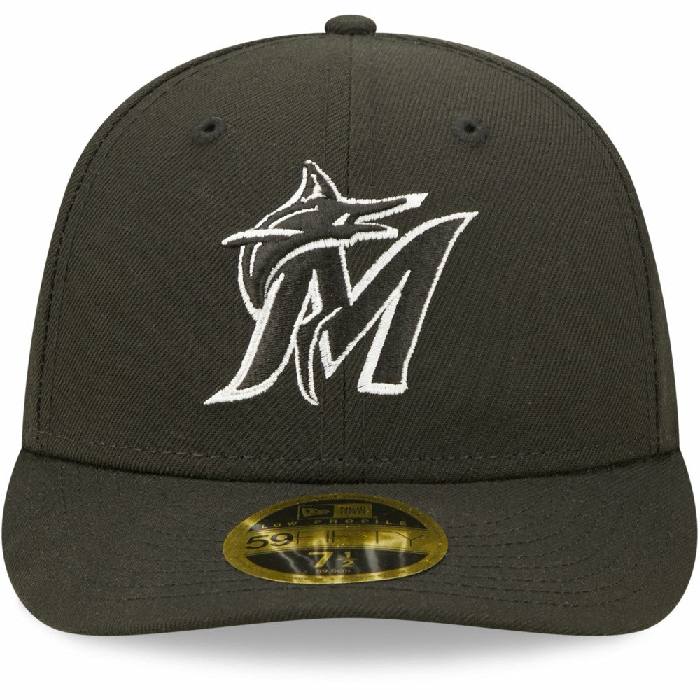 Miami Marlins New Era Black & White Low Profile 59FIFTY Fitted Hat | MLB New