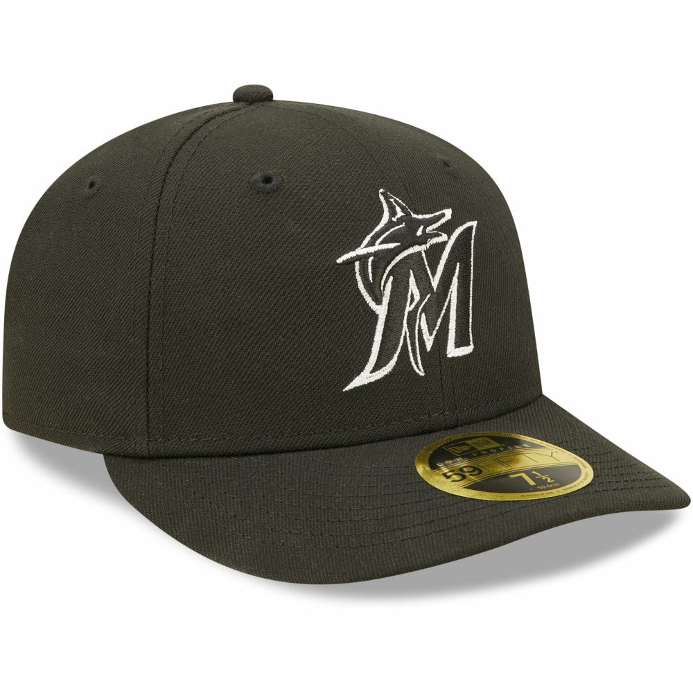 Miami Marlins New Era Black & White Low Profile 59FIFTY Fitted Hat | MLB New