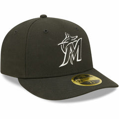 Miami Marlins New Era Black & White Low Profile 59FIFTY Fitted Hat | MLB New