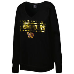 Washington Commanders  Cuce Women's Sequin Logo V-Neck Pullover Sweatshirt