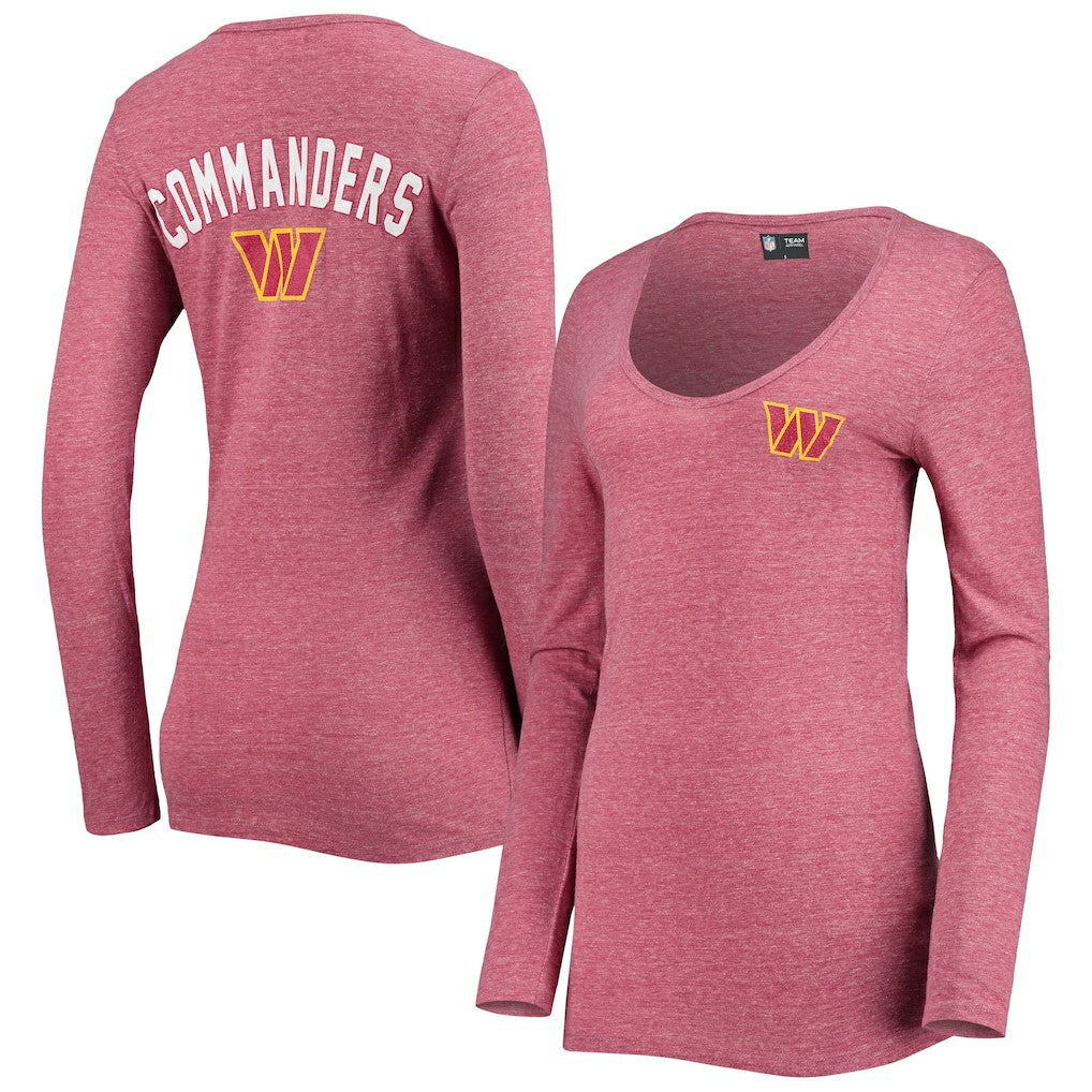 Washington Commanders New Era Women's Scoop Neck Tri-Blend Long Sleeve T-Shirt