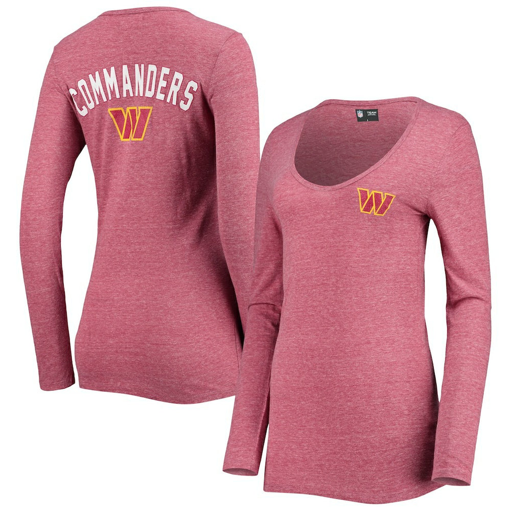 Washington Commanders New Era Women's Scoop Neck Tri-Blend Long Sleeve T-Shirt