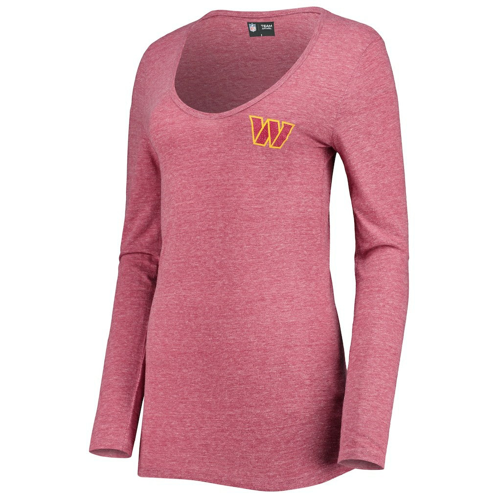 Washington Commanders New Era Women's Scoop Neck Tri-Blend Long Sleeve T-Shirt