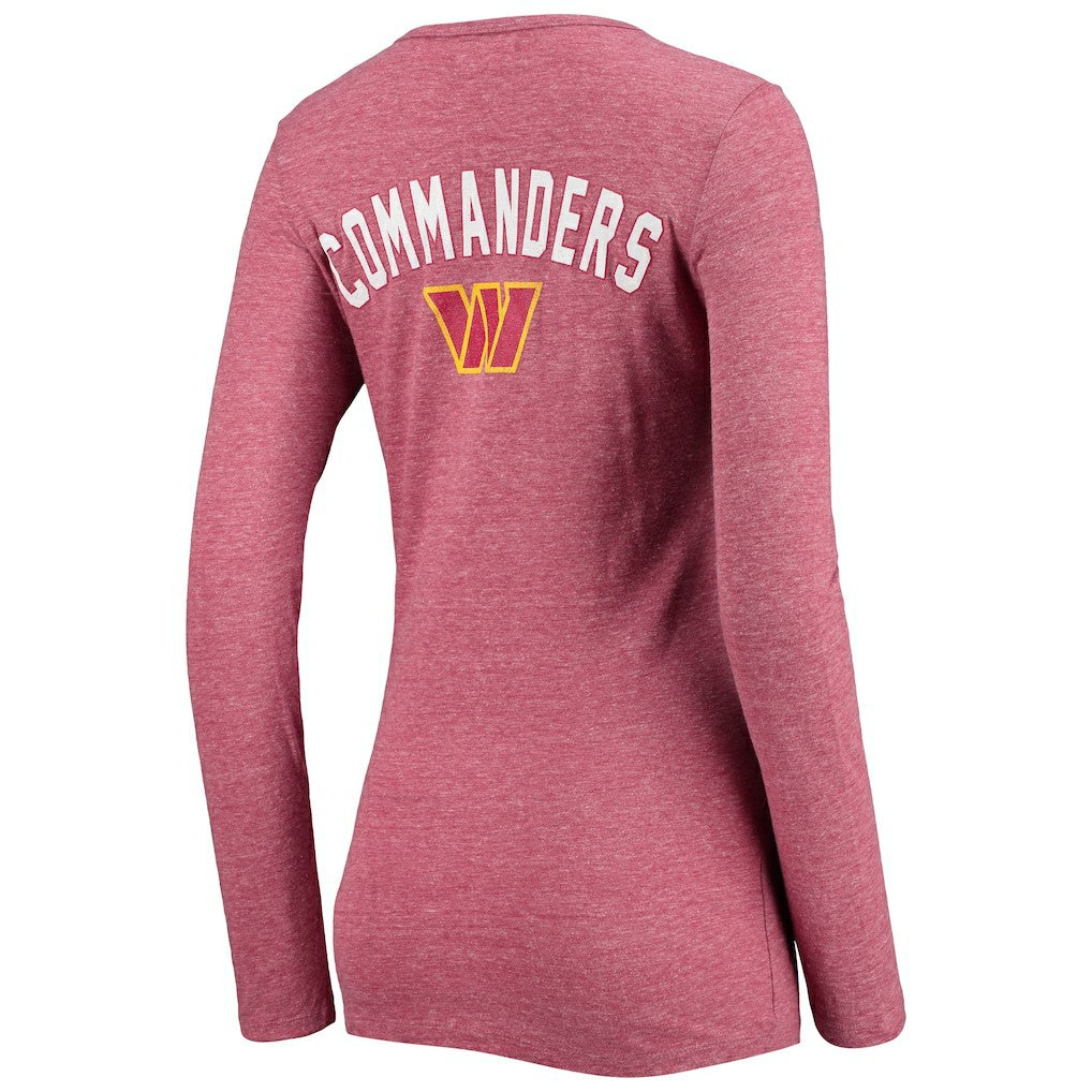 Washington Commanders New Era Women's Scoop Neck Tri-Blend Long Sleeve T-Shirt