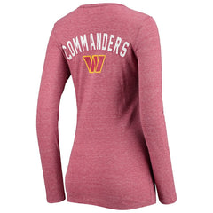 Washington Commanders New Era Women's Scoop Neck Tri-Blend Long Sleeve T-Shirt