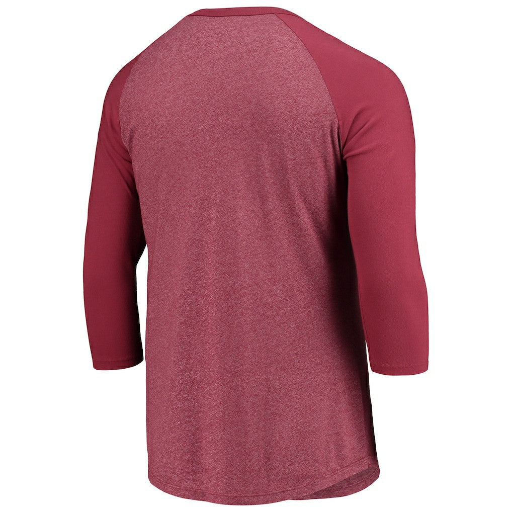 Washington Commanders  Majestic Threads Wordmark 3/4-Sleeve Raglan Tri-Blend T-Shirt