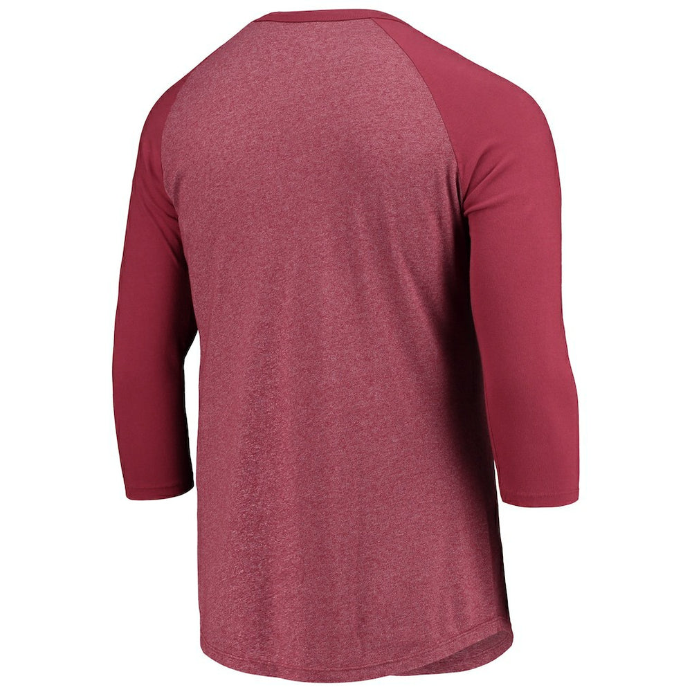 Washington Commanders  Majestic Threads Wordmark 3/4-Sleeve Raglan Tri-Blend T-Shirt