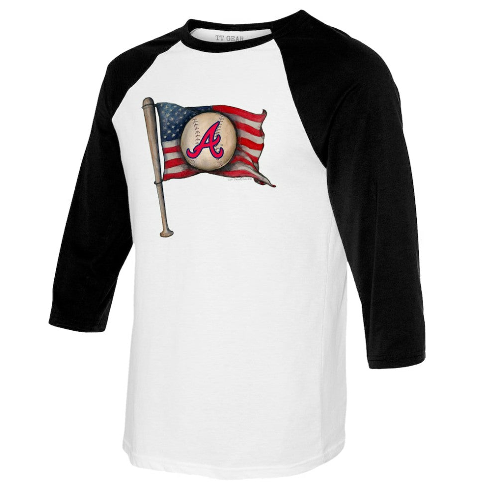 Atlanta Braves Tiny Turnip Youth Baseball Flag Raglan 3/4 Sleeve T-Shirt | MLB Online