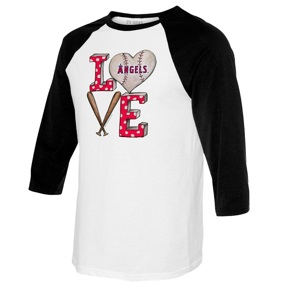 Los Angeles Angels Tiny Turnip Women's Baseball Love Raglan 3/4-Sleeve T-Shirt | MLB Sale
