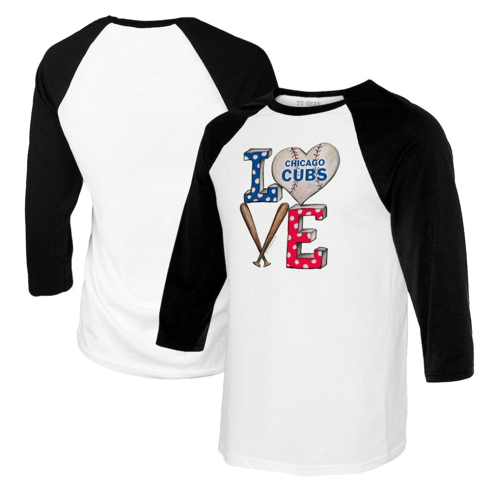 Chicago Cubs Tiny Turnip Women's Baseball Love Raglan 3/4-Sleeve T-Shirt | MLB New