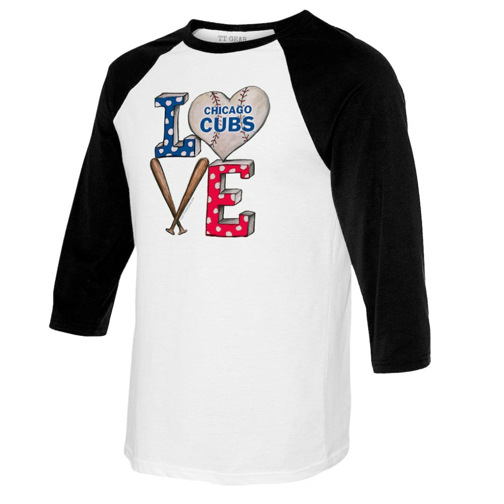 Chicago Cubs Tiny Turnip Women's Baseball Love Raglan 3/4-Sleeve T-Shirt | MLB New