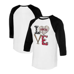 Arizona Diamondbacks Tiny Turnip Women's Baseball Love Raglan 3/4-Sleeve T-Shirt | MLB Near me