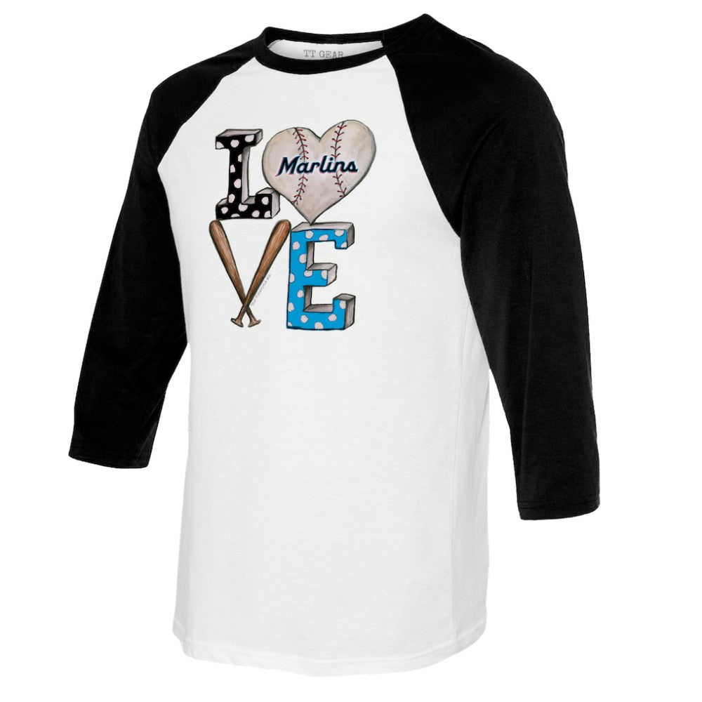 Miami Marlins Tiny Turnip Women's Baseball Love Raglan 3/4-Sleeve T-Shirt | MLB On Sale