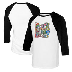 Texas Rangers Tiny Turnip Women's Peace Love Baseball 3/4-Sleeve Raglan T-Shirt | MLB New