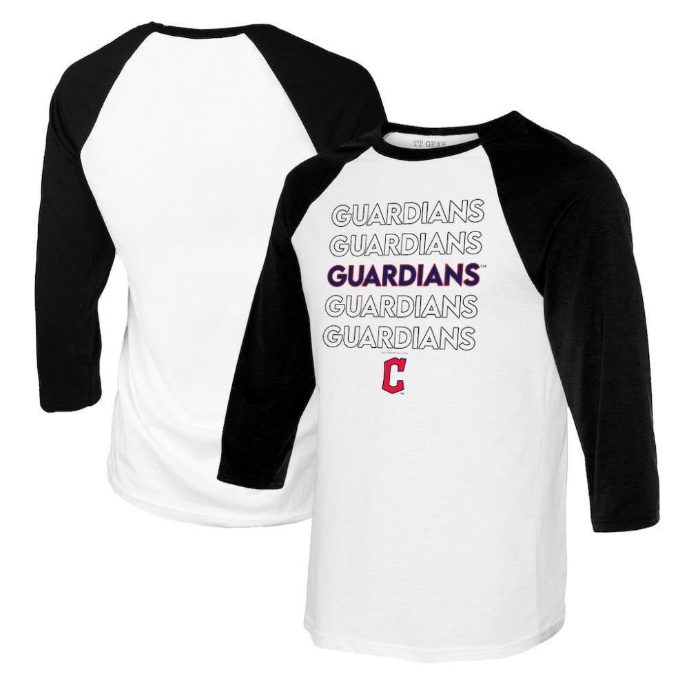 Cleveland Guardians Tiny Turnip Women's Stacked 3/4-Sleeve Raglan T-Shirt | MLB On Sale