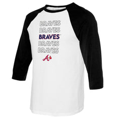 Atlanta Braves Tiny Turnip Youth Stacked Raglan 3/4 Sleeve T-Shirt | MLB Near me
