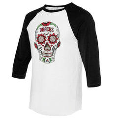 Arizona Diamondbacks Tiny Turnip Women's Sugar Skull 3/4-Sleeve Raglan T-Shirt | MLB Online