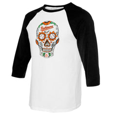Baltimore Orioles Tiny Turnip Women's Sugar Skull 3/4-Sleeve Raglan T-Shirt | MLB Near me