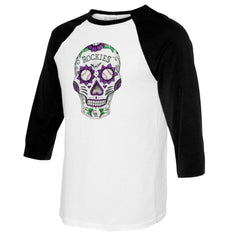 Colorado Rockies Tiny Turnip Women's Sugar Skull 3/4-Sleeve Raglan T-Shirt | MLB For sale
