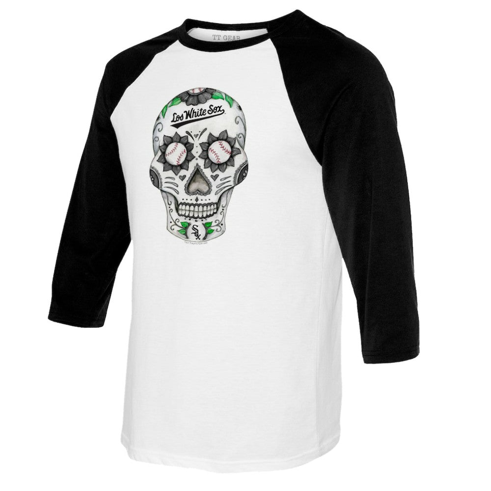 Chicago White Sox Tiny Turnip Women's Sugar Skull 3/4-Sleeve Raglan T-Shirt | MLB Outlet