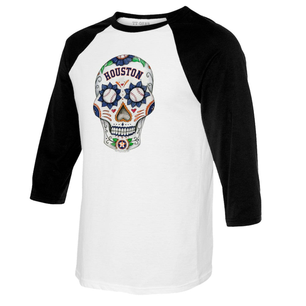 Houston Astros Tiny Turnip Women's Sugar Skull 3/4-Sleeve Raglan T-Shirt | MLB US