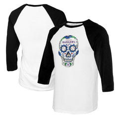Texas Rangers Tiny Turnip Women's Sugar Skull 3/4-Sleeve Raglan T-Shirt | MLB New