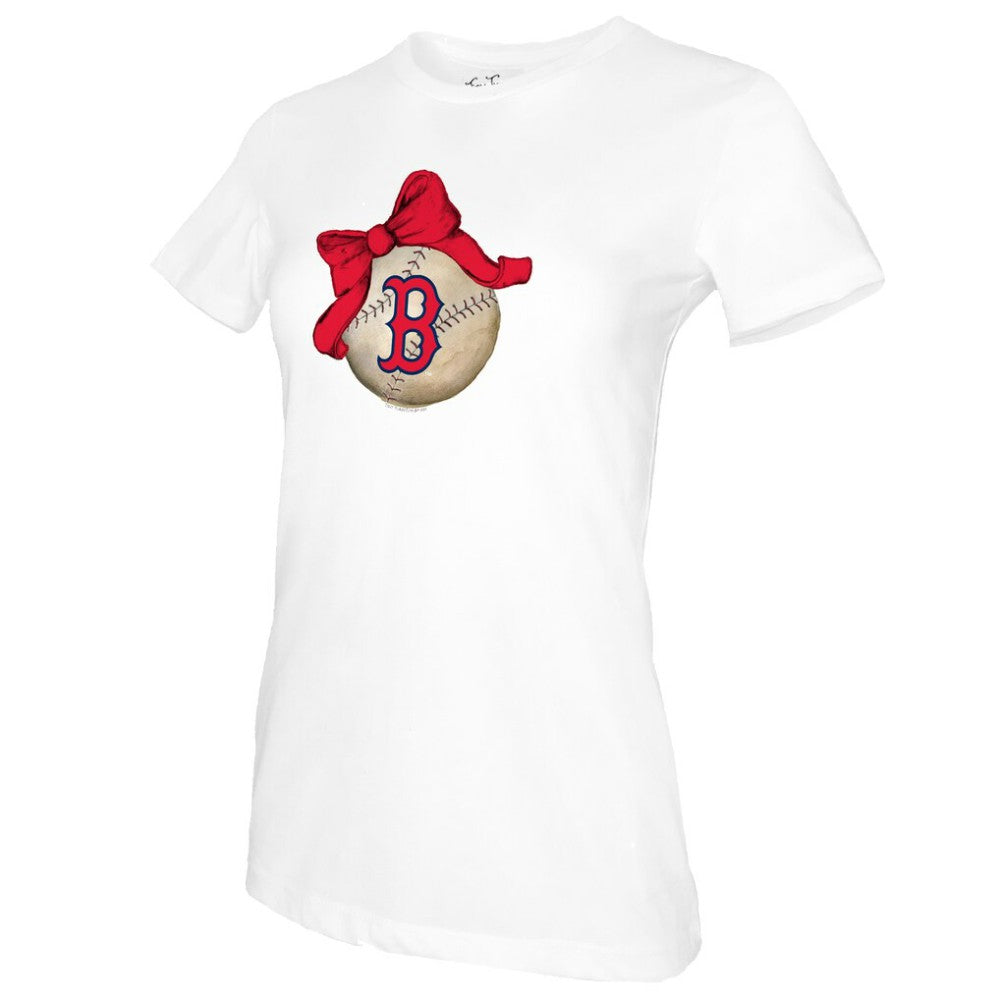 Boston Red Sox Tiny Turnip Women's Baseball Bow T-Shirt | MLB For sale