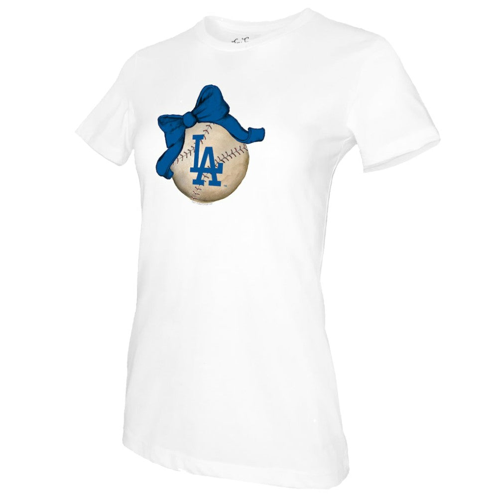 Los Angeles Dodgers Tiny Turnip Women's Baseball Bow T-Shirt | MLB Sale