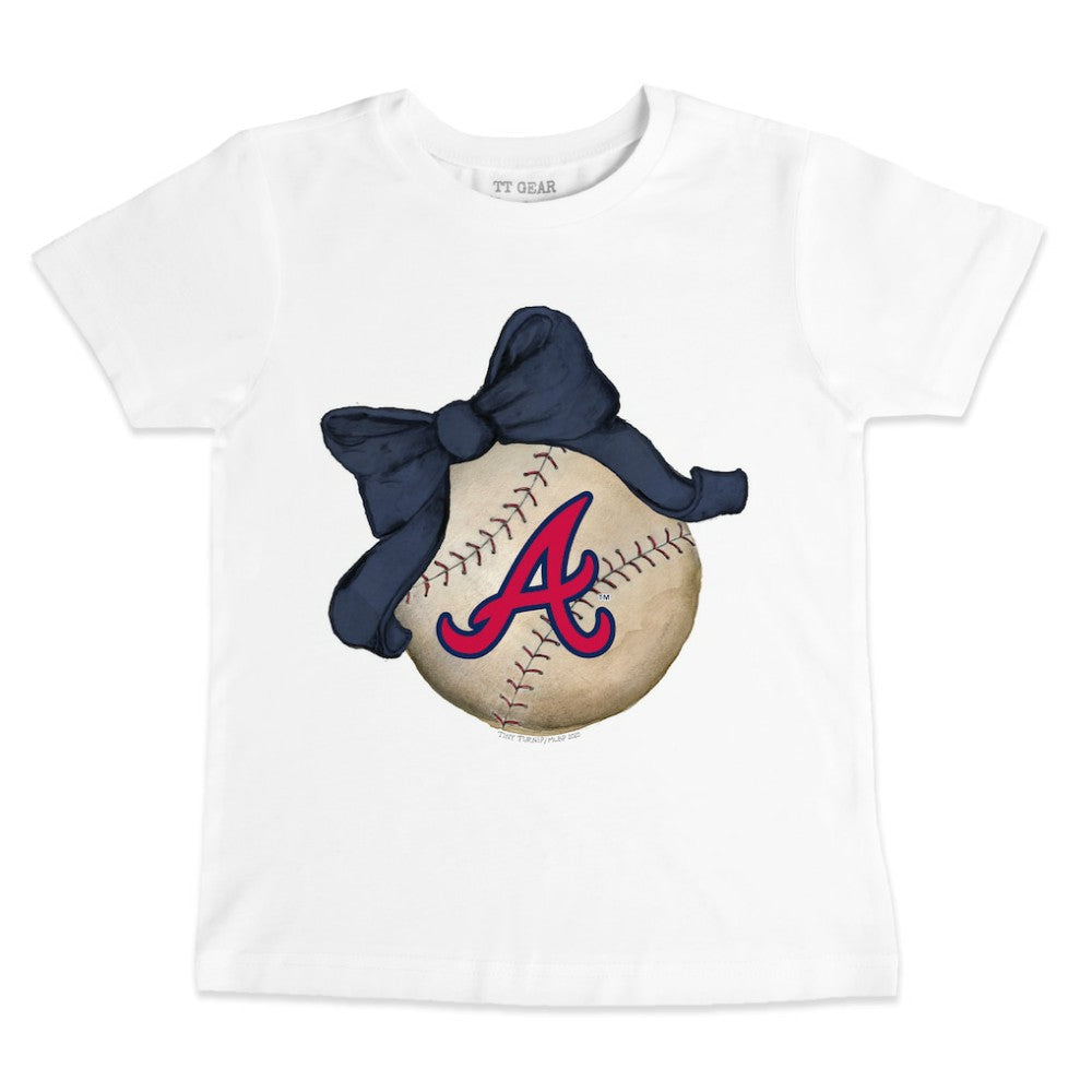 Atlanta Braves Tiny Turnip Youth Baseball Bow T-Shirt | MLB Sale