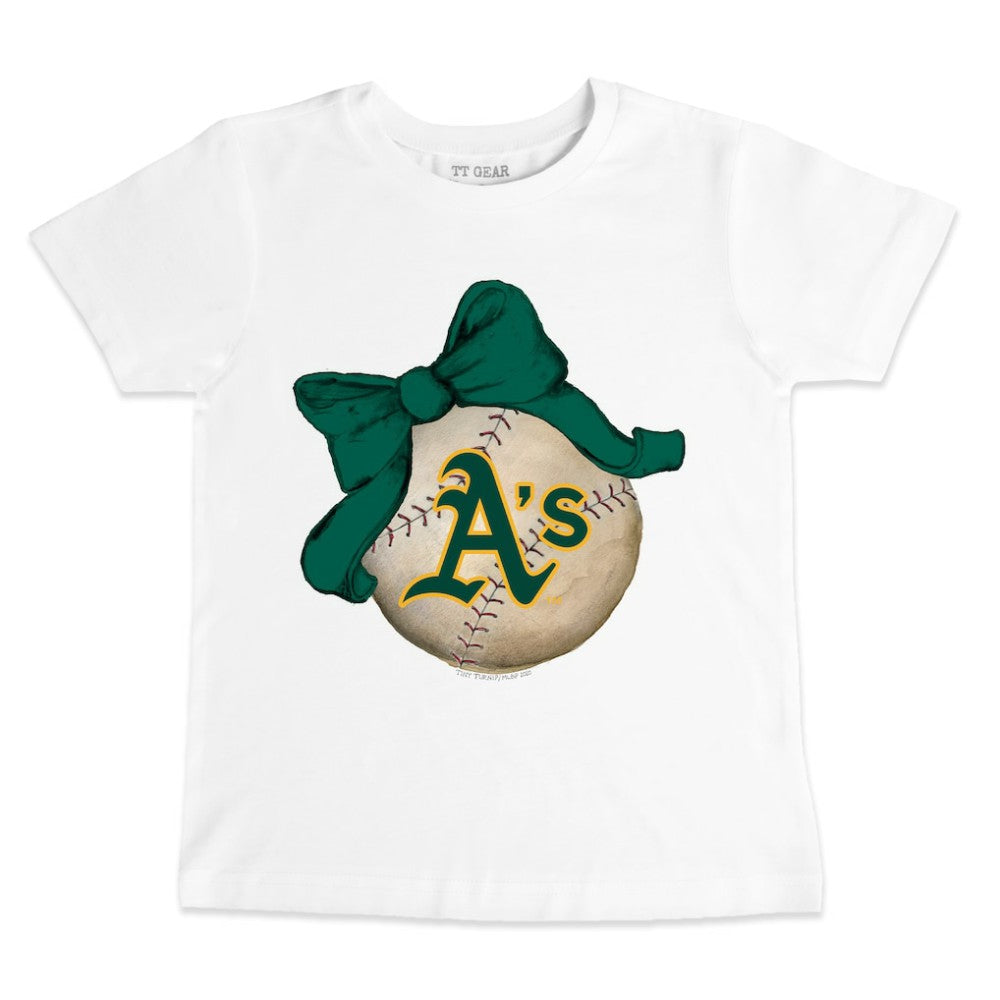 Athletics Tiny Turnip Youth Baseball Bow T-Shirt | MLB New