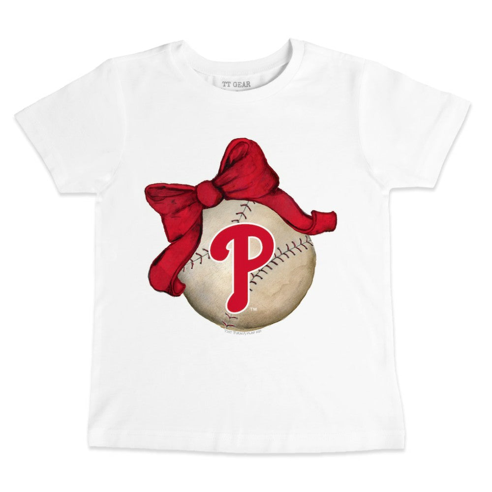 Philadelphia Phillies Tiny Turnip Youth Baseball Bow T-Shirt | MLB Sale