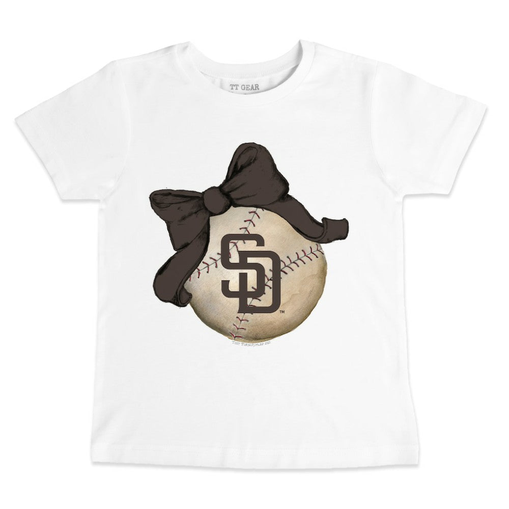 San Diego Padres Tiny Turnip Youth Baseball Bow T-Shirt | MLB New