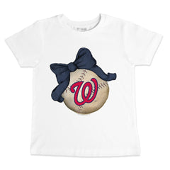 Washington Nationals Tiny Turnip Youth Baseball Bow T-Shirt | MLB New